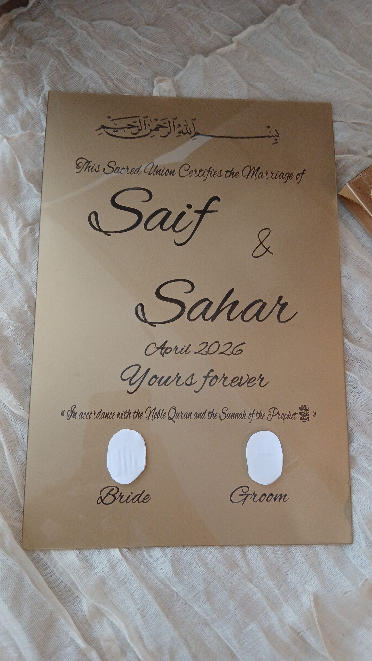 certificat mariage gravé - wdcréations